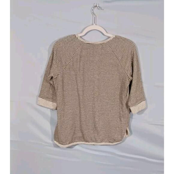 CATHY DANIELS Women's Small 3/4 Sleeve Black and White Striped Zipper Accent - Picture 3 of 4